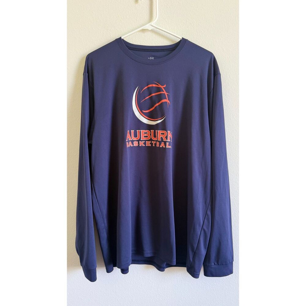 Under Armour Auburn Tigers Basketball Shirt Mens XL Navy Long Sleeve NCAA